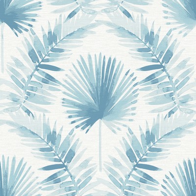 Brewster Wallcovering Calla Blue Painted Palm Wallpaper Blue