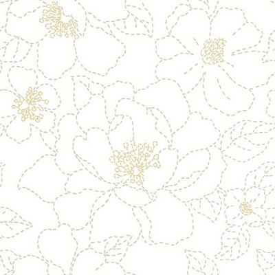 Brewster Wallcovering Gardena White Embroidered Floral Wallpaper White