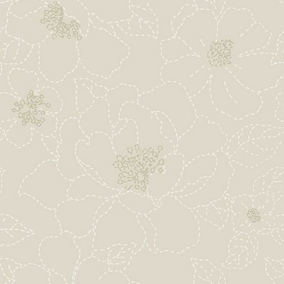 Brewster Wallcovering Gardena Light Grey Embroidered Floral Wallpaper Light Grey