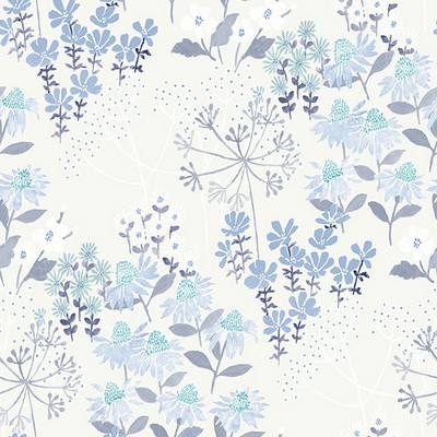 Brewster Wallcovering Cultivate Blue Springtime Blooms Wallpaper Blue