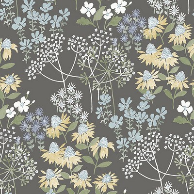 Brewster Wallcovering Cultivate Grey Springtime Blooms Wallpaper Grey