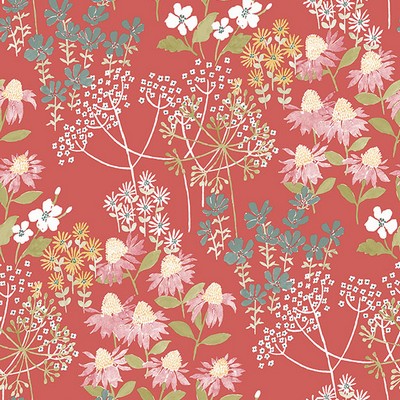 Brewster Wallcovering Cultivate Red Springtime Blooms Wallpaper Red