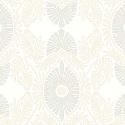 Brewster Wallcovering Villa Bone Embellished Ogee Wallpaper Bone