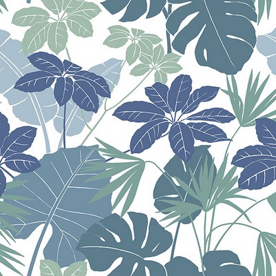 Brewster Wallcovering Medellin Blue Rainforest Floor Wallpaper Blue