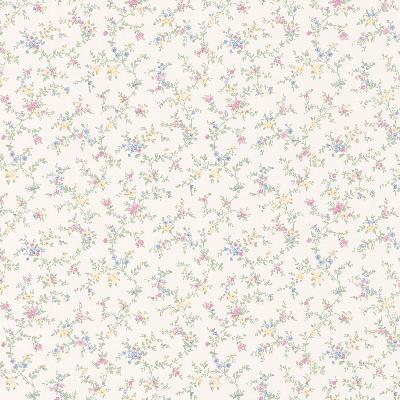 Brewster Wallcovering Susan White Floral Trail White