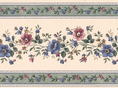 Brewster Wallcovering Linda Sage Floral Stripe Border Sage