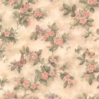 Brewster Wallcovering Mariposa Pink Butterfly And Floral Trail Pink