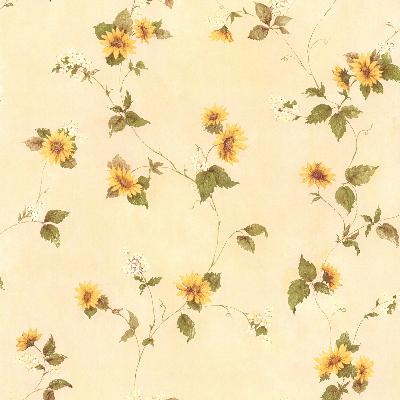 Brewster Wallcovering August Yellow Floral Trail Yellow