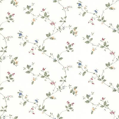 Brewster Wallcovering Olivia White Floral Trail White