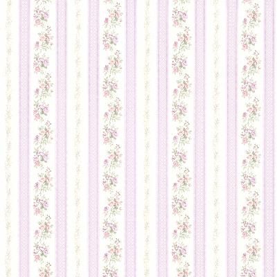 Brewster Wallcovering Princess Lavender Floral Stripe Lavender