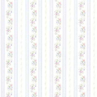 Brewster Wallcovering Princess Light Blue Floral Stripe Light Blue