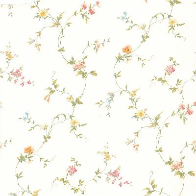 Brewster Wallcovering Connie White Small Floral Trail  White
