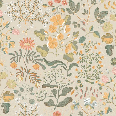 Brewster Wallcovering Groh Apricot Floral Wallpaper Apricot