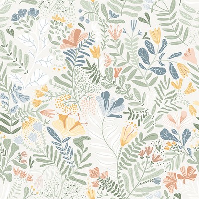 Brewster Wallcovering Brittsommar Seafoam Woodland Floral Wallpaper Seafoam