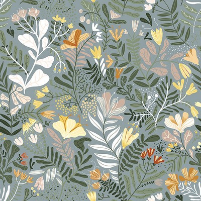 Brewster Wallcovering Brittsommar Slate Woodland Floral Wallpaper Slate