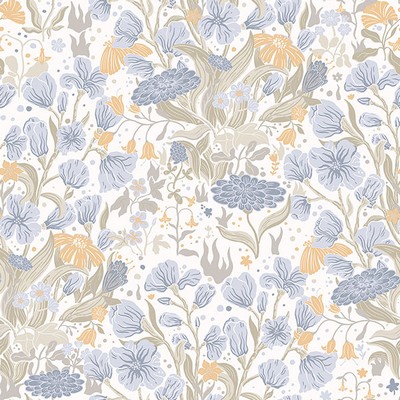 Brewster Wallcovering Hava Light Blue Meadow Flowers Wallpaper Light Blue