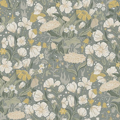 Brewster Wallcovering Hava Moss Meadow Flowers Wallpaper Moss