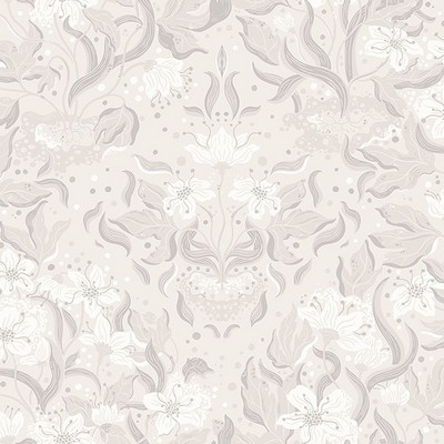 Brewster Wallcovering Lisa Grey Floral Damask Wallpaper Grey