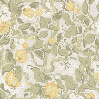 Brewster Wallcovering Kort Sage Fruit and Floral Wallpaper Sage