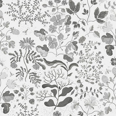 Brewster Wallcovering Groh Grey Floral Wallpaper Grey