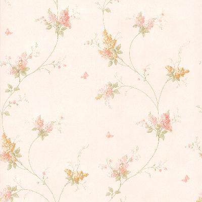 Brewster Wallcovering Isabelle Peach Butterfly Floral Trail Peach