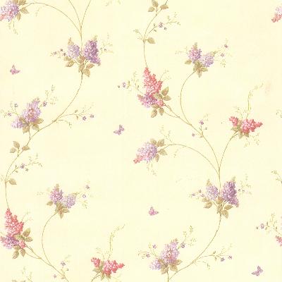 Brewster Wallcovering Isabelle Mauve Butterfly Floral Trail Mauve