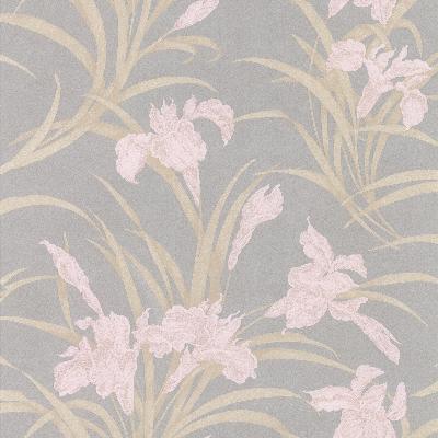 Brewster Wallcovering Vivianne Grey Iris Floral  Beige