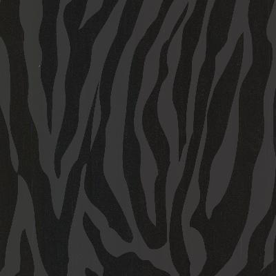 Brewster Wallcovering Zebbie Black Zebra Print Black