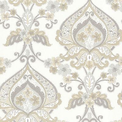 Brewster Wallcovering Ashbury Taupe Paisley Damask Taupe