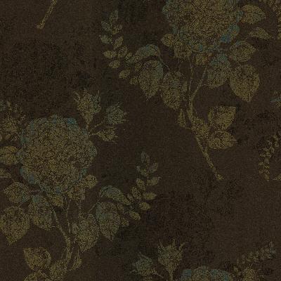 Brewster Wallcovering Astrud Brown Turquise Floral Brown