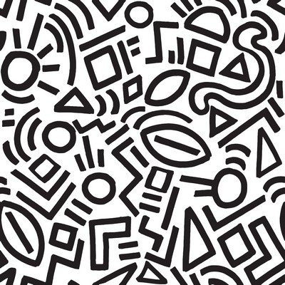 Brewster Wallcovering Black Doodle Abstract Peel & Stick Wallpaper Blacks