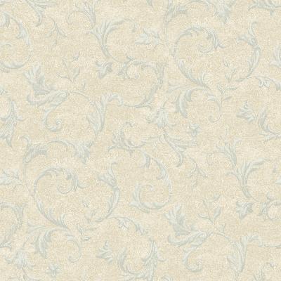 Brewster Wallcovering Vlad Blue Acanthus Vine Wallpaper Neutral