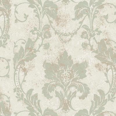 Brewster Wallcovering Irena Storm Delicate Damask Wallpaper White