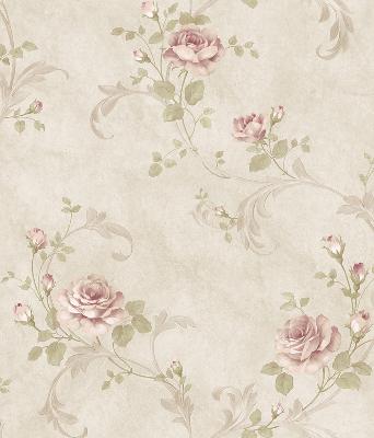 Brewster Wallcovering Gracie Stone Floral Scroll Wallpaper Neutral