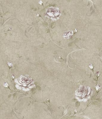Brewster Wallcovering Gracie Metal Floral Scroll Wallpaper Gold