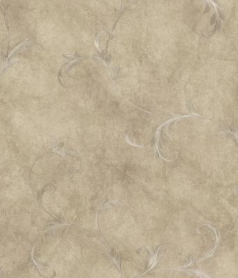 Brewster Wallcovering Gracie Bronze Scroll Wallpaper Gold