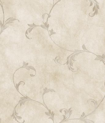 Brewster Wallcovering Gracie Stone Scroll Wallpaper Neutral