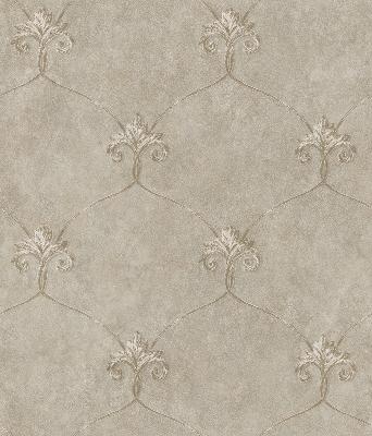 Brewster Wallcovering Tuscan Taupe Shimmering Ogee Wallpaper Taupe