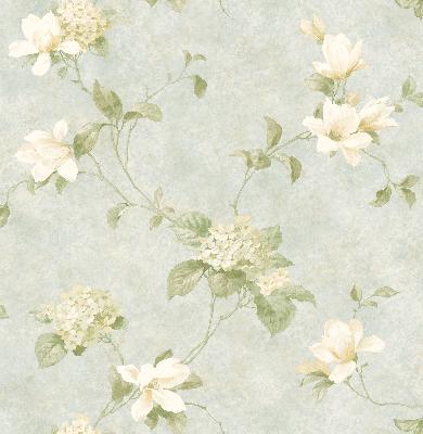 Brewster Wallcovering Blue Hydrangea Trail Blue