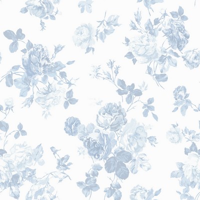 Brewster Wallcovering Everblooming Rosettes Dreamy Sky Cabbage Rose Bouquets Wallpaper Sky