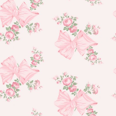 Brewster Wallcovering Rosa Beaux Pink Mint Large Bow Spot Wallpaper Pink Mint