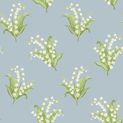 Brewster Wallcovering Farmington Blue Heather Lily of the Valley Wallpaper Blue Heather