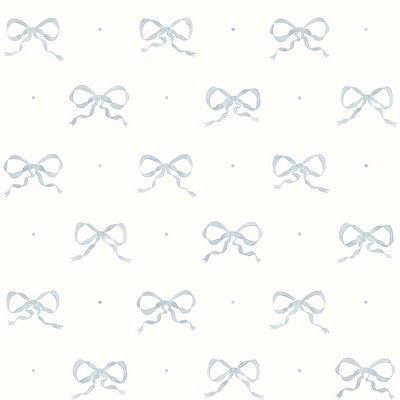Brewster Wallcovering Emma Blue Heather Large Bow Wallpaper Blue Heather