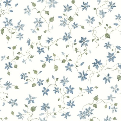 Brewster Wallcovering Betsy Blue Heather Floral Trail Wallpaper Blue Heather