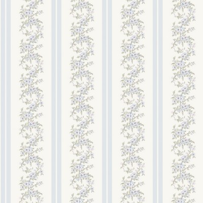 Brewster Wallcovering Marigold Wreath Baby Blue Rush Floral Stripe Wallpaper Baby Blue Rush