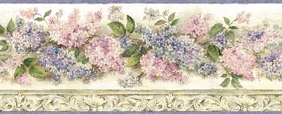 Brewster Wallcovering Ethel Cream Heirloom Lilacs Trail Border Pink