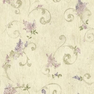 Brewster Wallcovering Emma Grey Lilac Acanthus Scroll Wallpaper Gold