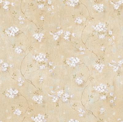 Brewster Wallcovering Braham Wheat Country Floral Trail Wallpaper Gold