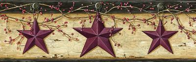Brewster Wallcovering Graham Sand Rustic Star Trail Border Red