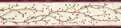 Brewster Wallcovering Pennsylvania Red Winterberry Branches Trail Border Red